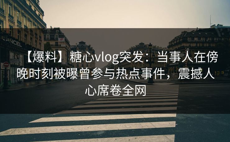 【爆料】糖心vlog突发：当事人在傍晚时刻被曝曾参与热点事件，震撼人心席卷全网