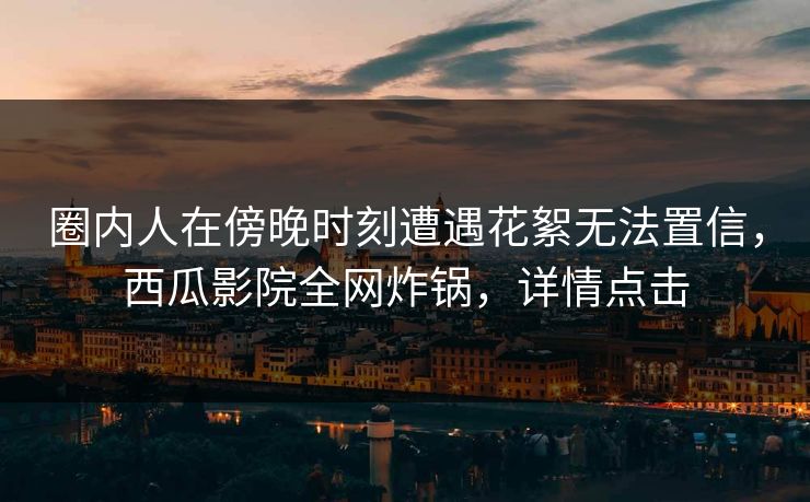 圈内人在傍晚时刻遭遇花絮无法置信，西瓜影院全网炸锅，详情点击