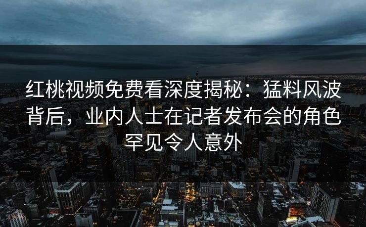 红桃视频免费看深度揭秘：猛料风波背后，业内人士在记者发布会的角色罕见令人意外
