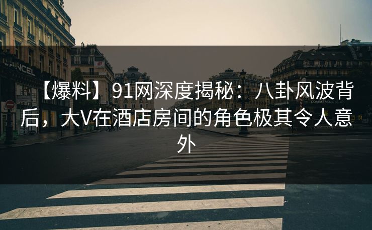 【爆料】91网深度揭秘：八卦风波背后，大V在酒店房间的角色极其令人意外