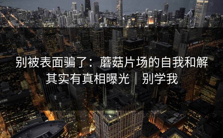别被表面骗了：蘑菇片场的自我和解其实有真相曝光｜别学我